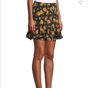 Veronica Beard Black Mini Skirt with Yellow Floral Print